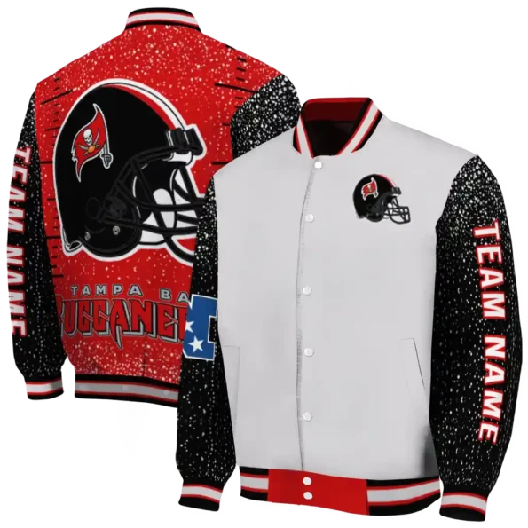 customized tampa bay buccaneers speckled arms red gray varsity jacket fashion forward