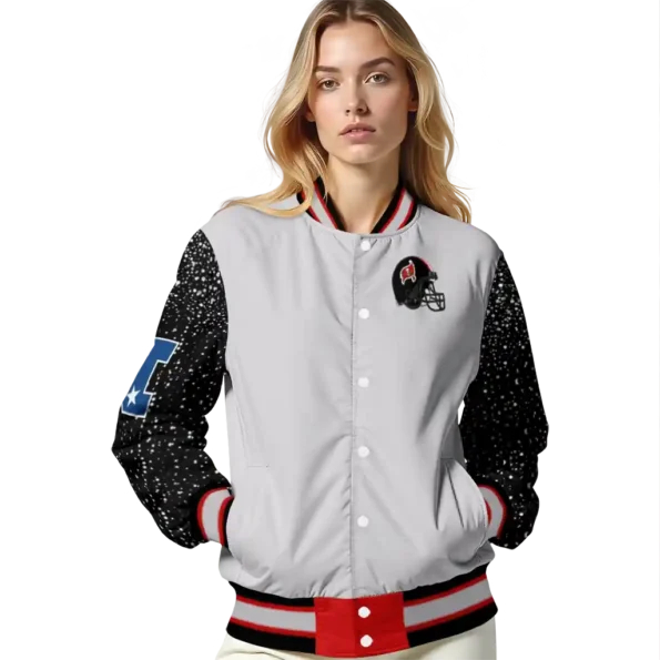 customized tampa bay buccaneers speckled arms red gray varsity jacket latest model
