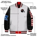 customized tampa bay buccaneers speckled arms red gray varsity jacket best selling