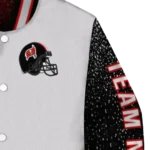 customized tampa bay buccaneers speckled arms red gray varsity jacket best selling