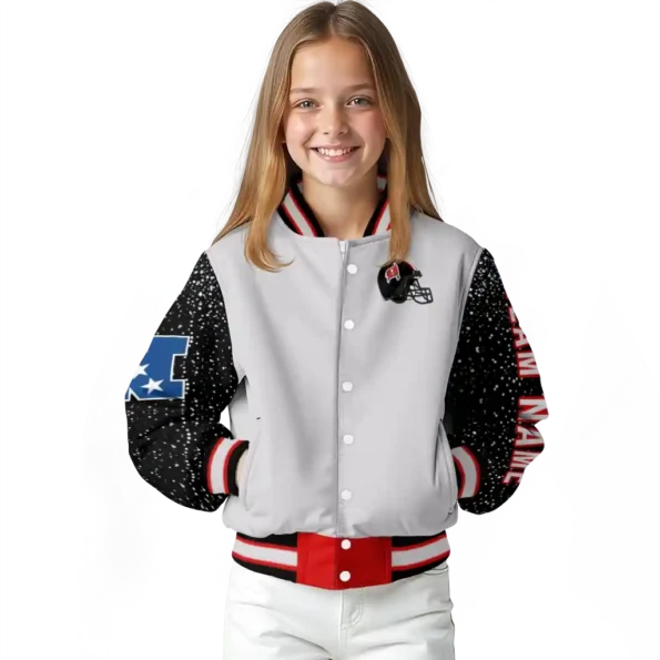 customized tampa bay buccaneers speckled arms red gray varsity jacket top rated