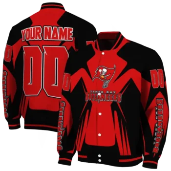 customized tampa bay buccaneers spider mark red black crocs varsity jacket fashion forward