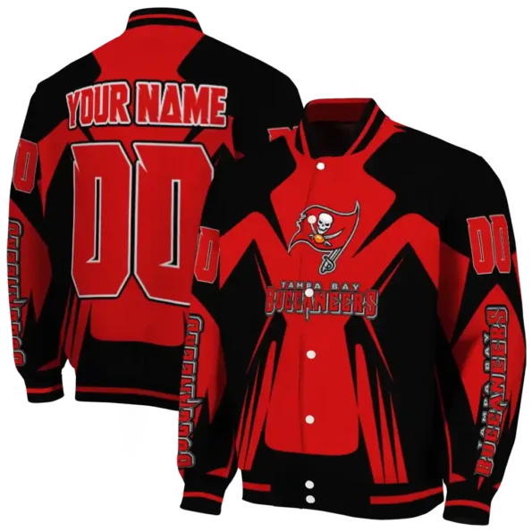 customized tampa bay buccaneers spider mark red black crocs varsity jacket fashion forward