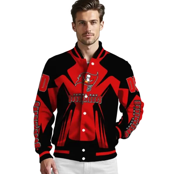 customized tampa bay buccaneers spider mark red black crocs varsity jacket high quality