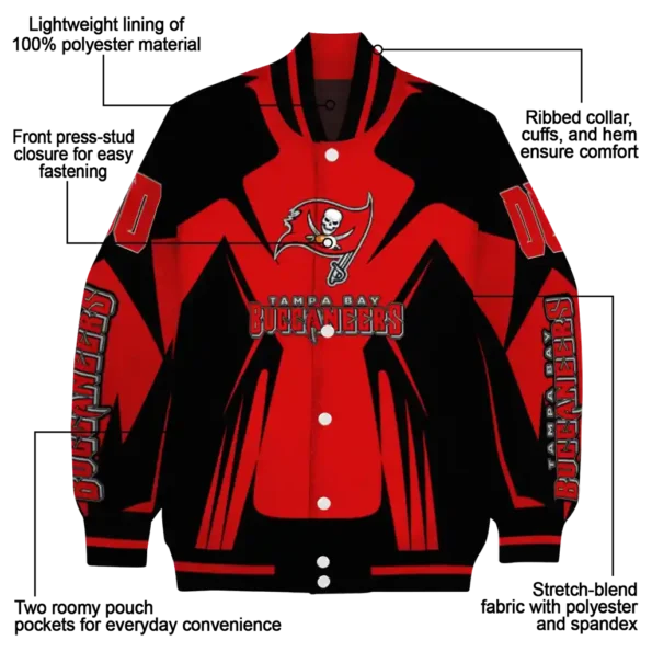 customized tampa bay buccaneers spider mark red black crocs varsity jacket new arrival