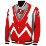 customized tampa bay buccaneers v stripes red white varsity jacket best selling