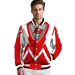 customized tampa bay buccaneers v stripes red white varsity jacket best selling