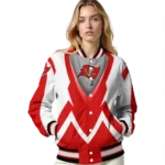 customized tampa bay buccaneers v stripes red white varsity jacket best selling