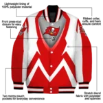 customized tampa bay buccaneers v stripes red white varsity jacket best selling