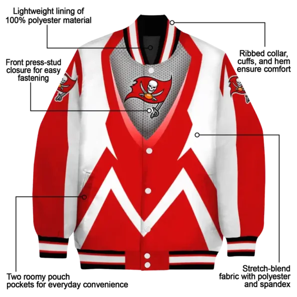 customized tampa bay buccaneers v stripes red white varsity jacket new arrival