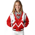 customized tampa bay buccaneers v stripes red white varsity jacket best selling