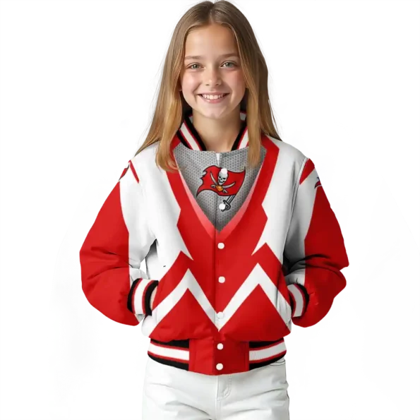 customized tampa bay buccaneers v stripes red white varsity jacket top rated