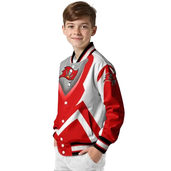 customized tampa bay buccaneers v stripes red white varsity jacket trendy