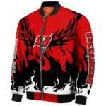 customized tampa bay buccaneers winged blaze red white bomber jacket best selling