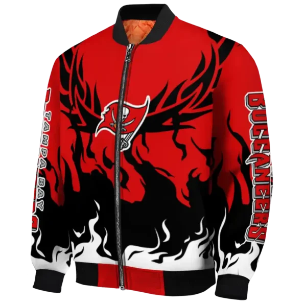 customized tampa bay buccaneers winged blaze red white bomber jacket best selling