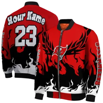 customized tampa bay buccaneers winged blaze red white bomber jacket fashion forward