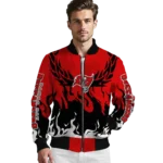 customized tampa bay buccaneers winged blaze red white bomber jacket best selling