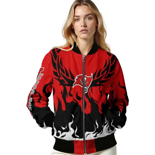 customized tampa bay buccaneers winged blaze red white bomber jacket latest model