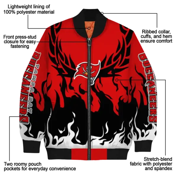 customized tampa bay buccaneers winged blaze red white bomber jacket new arrival