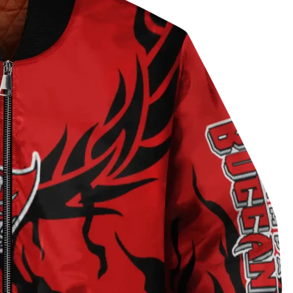 customized tampa bay buccaneers winged blaze red white bomber jacket premium grade