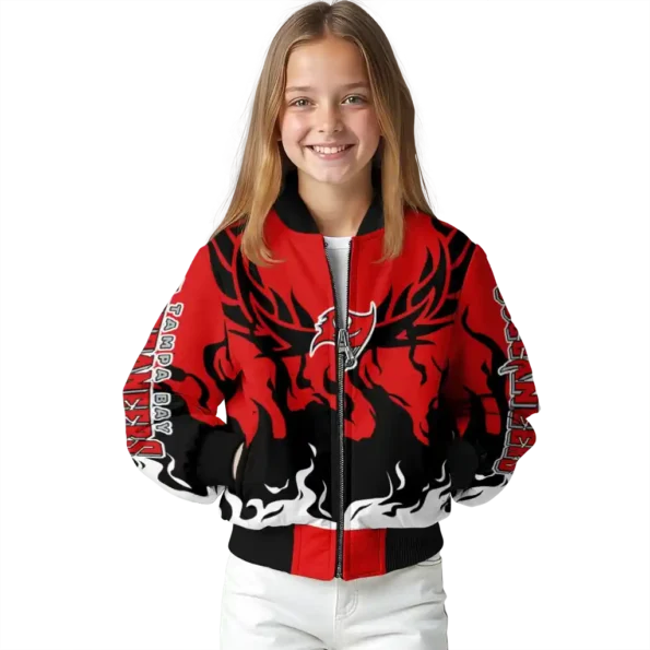 customized tampa bay buccaneers winged blaze red white bomber jacket top rated