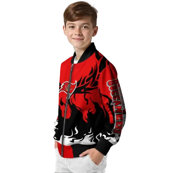 customized tampa bay buccaneers winged blaze red white bomber jacket trendy