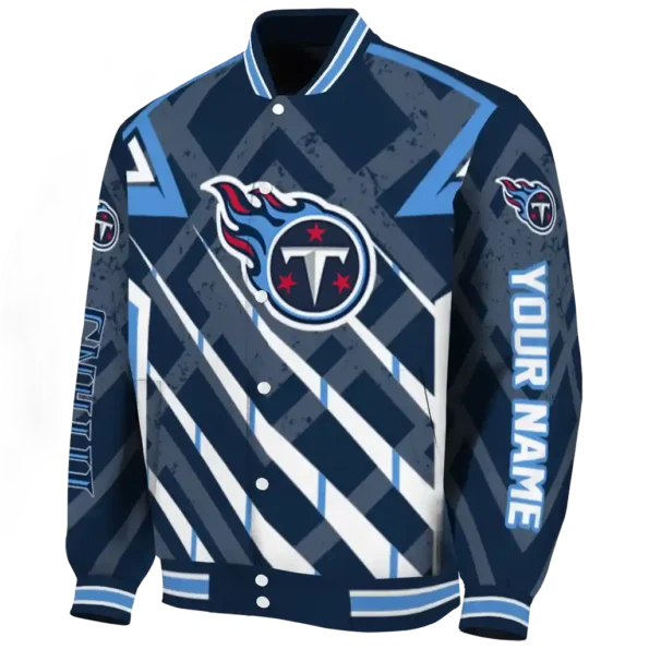 customized tennessee titans chevron angles navy varsity jacket best selling