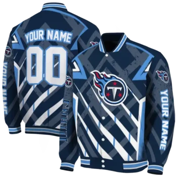 customized tennessee titans chevron angles navy varsity jacket fashion forward