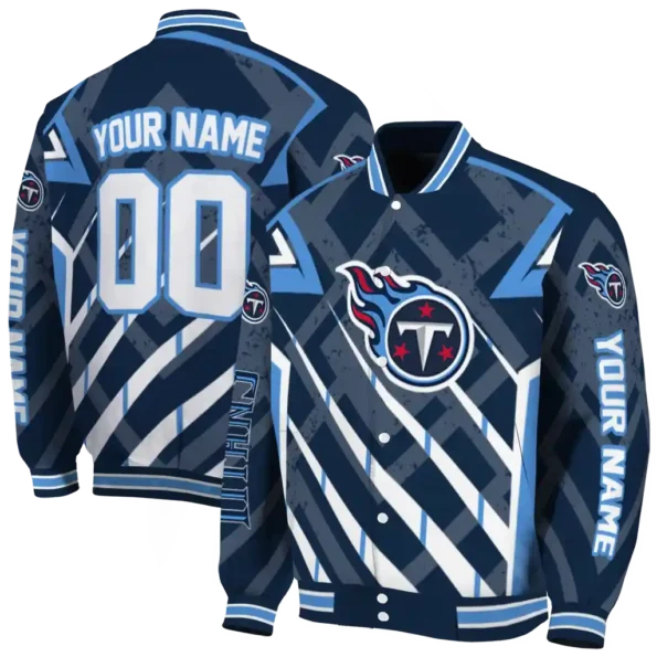 customized tennessee titans chevron angles navy varsity jacket fashion forward