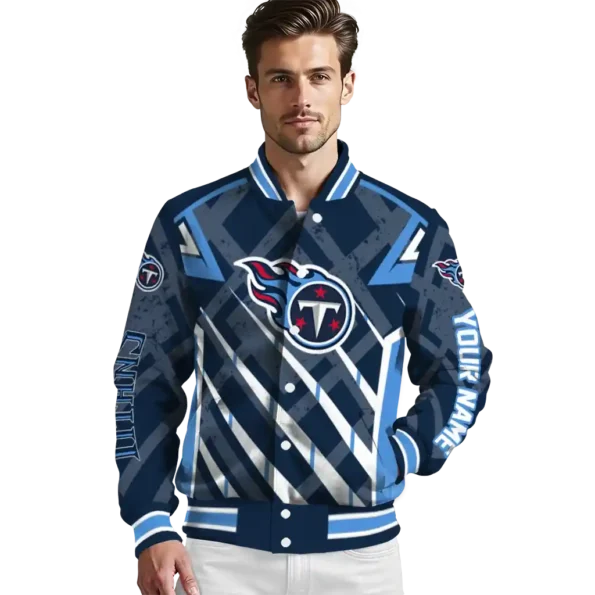 customized tennessee titans chevron angles navy varsity jacket high quality