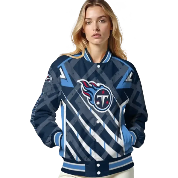 customized tennessee titans chevron angles navy varsity jacket latest model
