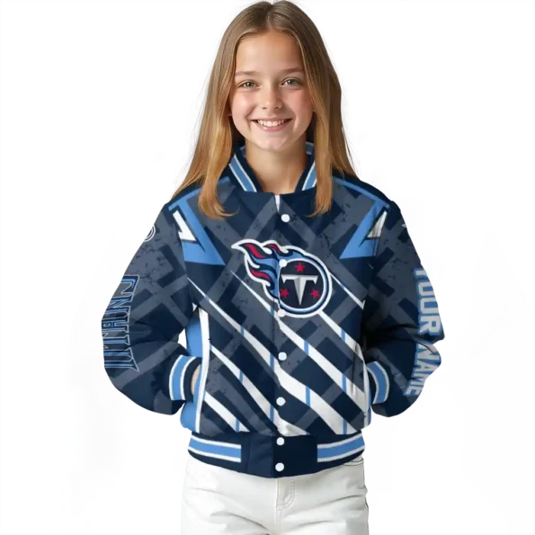 customized tennessee titans chevron angles navy varsity jacket top rated