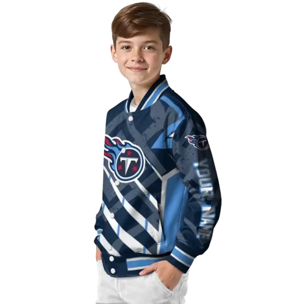 customized tennessee titans chevron angles navy varsity jacket trendy