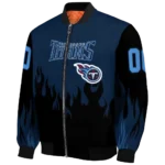 customized tennessee titans flame border navy black bomber jacket best selling