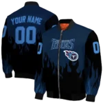 customized tennessee titans flame border navy black bomber jacket best selling
