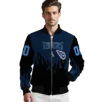 customized tennessee titans flame border navy black bomber jacket best selling