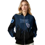 customized tennessee titans flame border navy black bomber jacket best selling