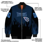 customized tennessee titans flame border navy black bomber jacket best selling