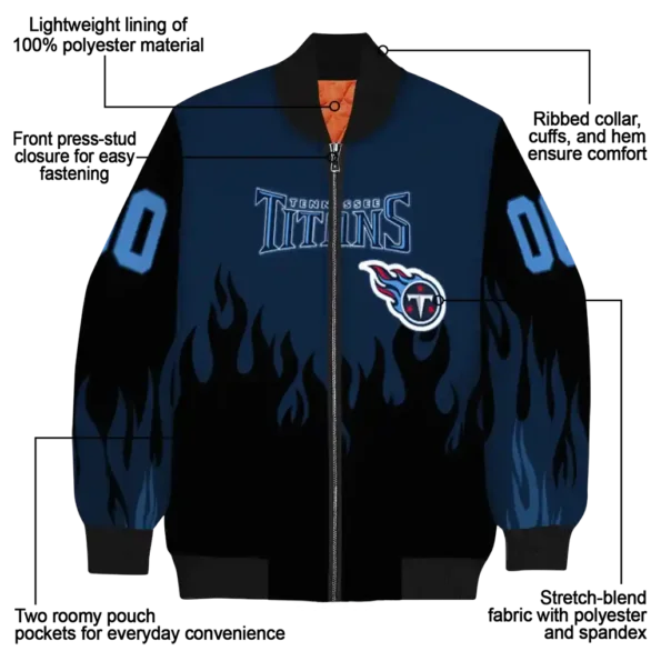 customized tennessee titans flame border navy black bomber jacket new arrival