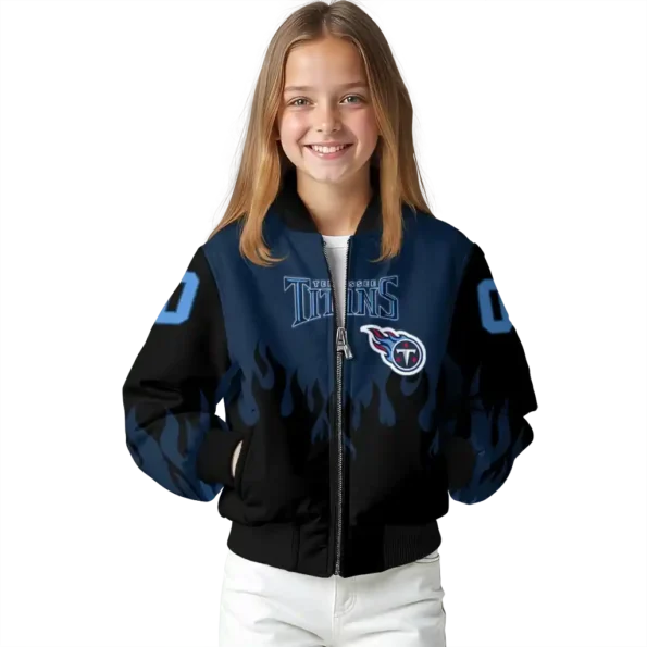 customized tennessee titans flame border navy black bomber jacket top rated