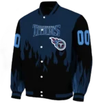 customized tennessee titans flame border navy black varsity jacket best selling