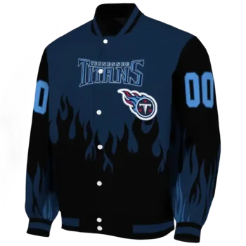 customized tennessee titans flame border navy black varsity jacket best selling