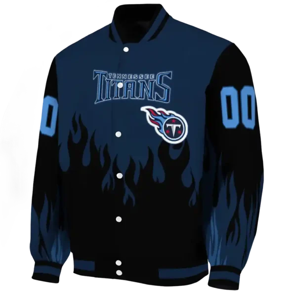customized tennessee titans flame border navy black varsity jacket best selling