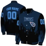 customized tennessee titans flame border navy black varsity jacket best selling