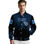 customized tennessee titans flame border navy black varsity jacket best selling