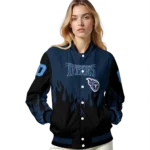 customized tennessee titans flame border navy black varsity jacket best selling