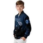 customized tennessee titans flame border navy black varsity jacket best selling
