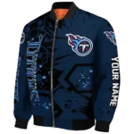 customized tennessee titans hexagon cluster navy black bomber jacket best selling