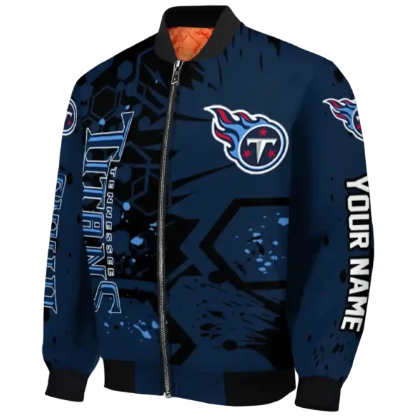 customized tennessee titans hexagon cluster navy black bomber jacket best selling