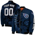 customized tennessee titans hexagon cluster navy black bomber jacket best selling